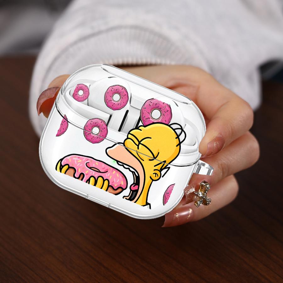 Cartoon The S-simpsons Case For Samsung Galaxy Buds 4Pro 3Pro 4 Pro 2Pro Live 2 3 FE Clear Earphone Cases Cover With Hook