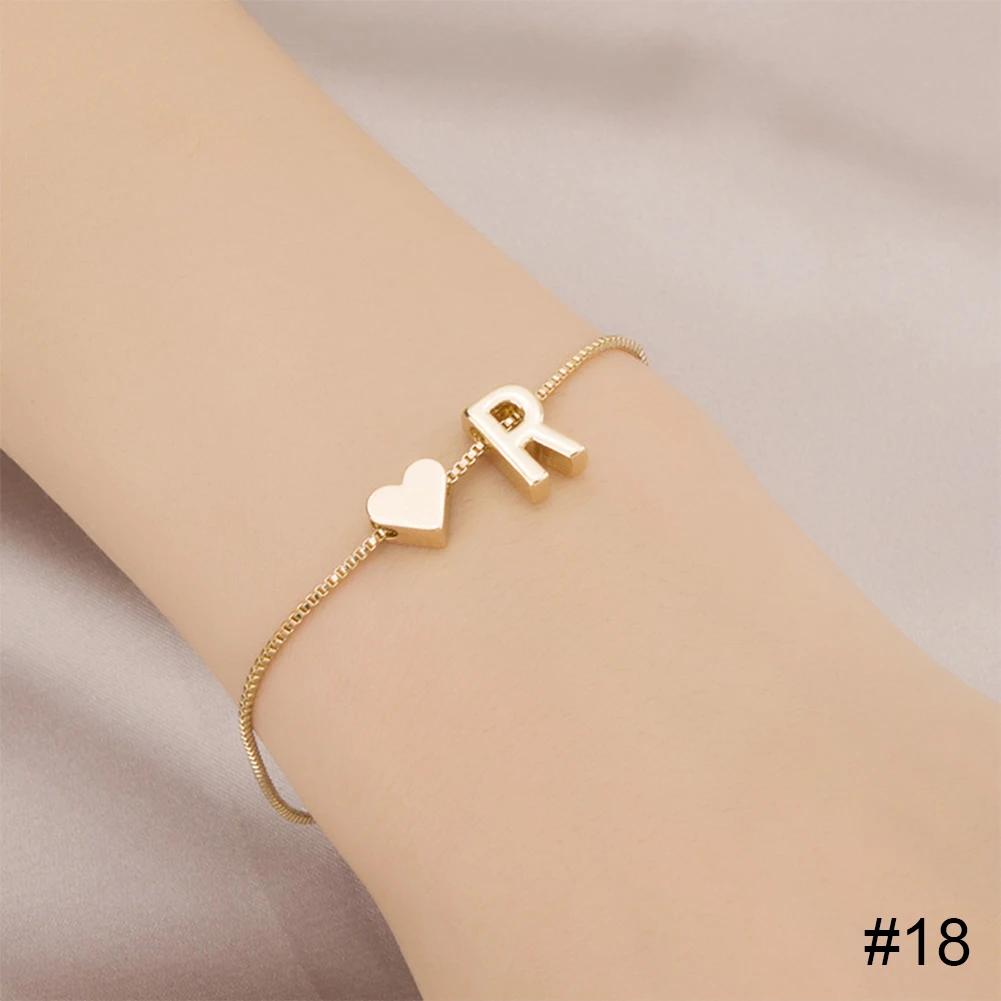 Simple Fashion Love Letter Bracelet Retro Adjustable Alloy Letter Bracelet Women Hand Jewelry Accessory