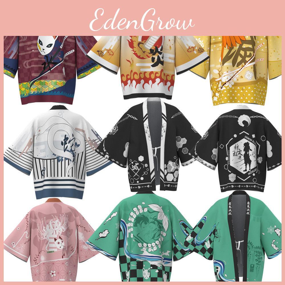 Slayer Demon Kimono Tanjiro Nezuko Zenitsu Cloak Giyu Cosplay Costume Adult Kids