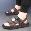 Fashion Outdoor Soft Sole  Beach Shoes for Men Anti-slip Summer New Leather Sandals for Men Fashion Casual Dual-use Slipper Shoes Man