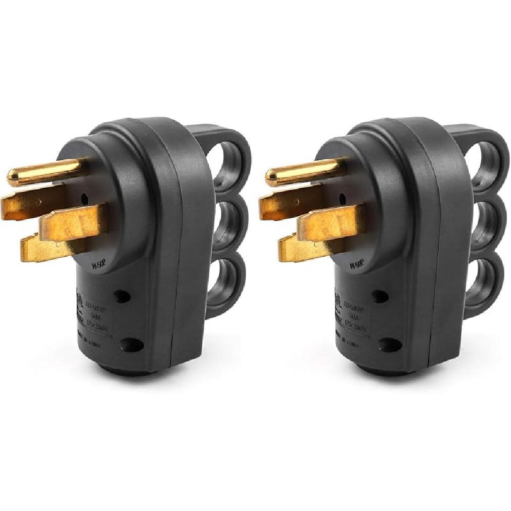 QWORK Nema 14-50P 50 Amp Male RV Replacement Plug, 125/250V Power Assembly Plug With Handle For Camper Trailer