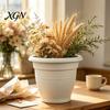 Round Container Gardening Planter Flower Pot, Lightweight Plant Pot with Drainage Elegant Garden Decor Pots Holes, Modern for Indoor And Outdoor
