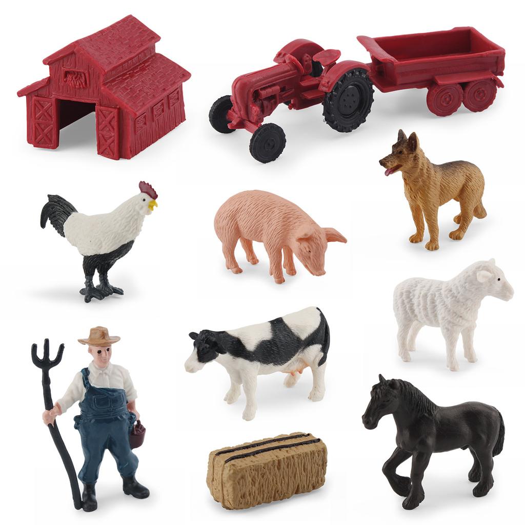 Simulated Shepherd Sharma Holstein Cow Rooster Pig Farm Life Scene Model Static Ornament Toy