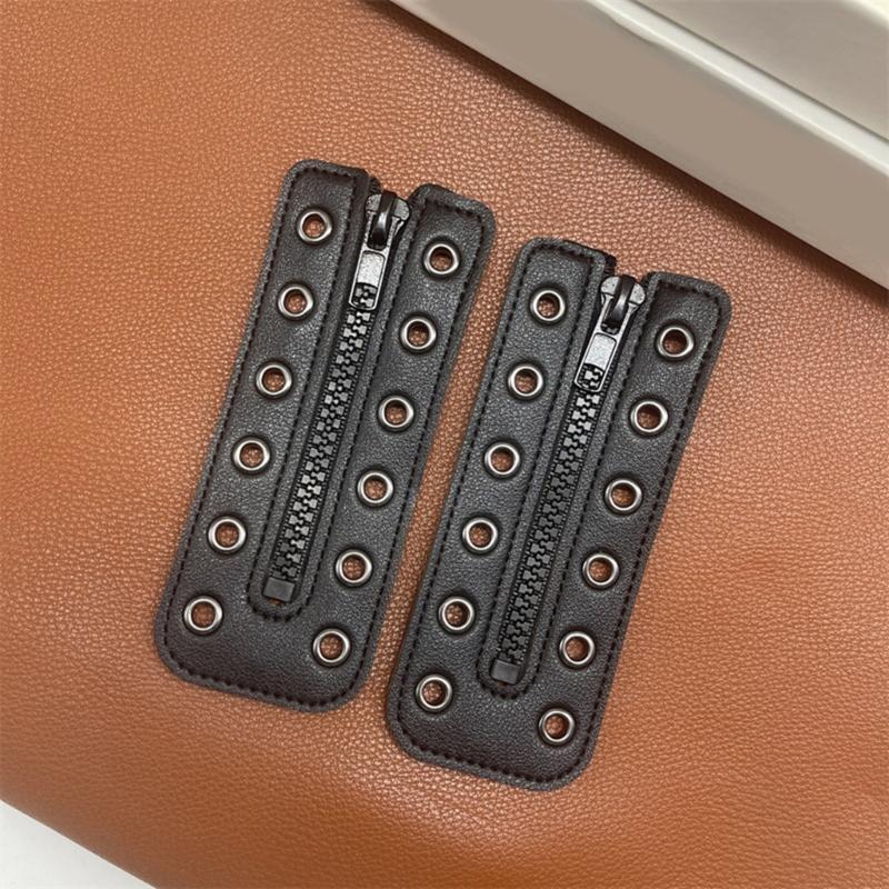 PU Leather Zippered Shoelace Inserts Waterproof Leather Zippered Shoelace Easy Installation for Hiking Boot Enhancement