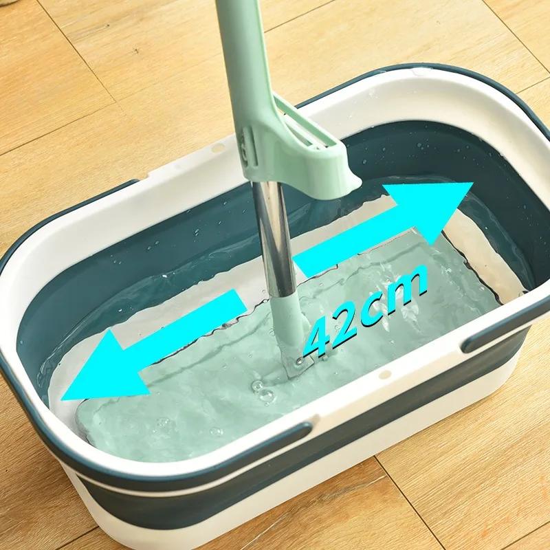 Portable Mop Bucket Foldable Laundry Basket with Wheel Folding Water Basin Household Item for Washing Fishing Camping Basin