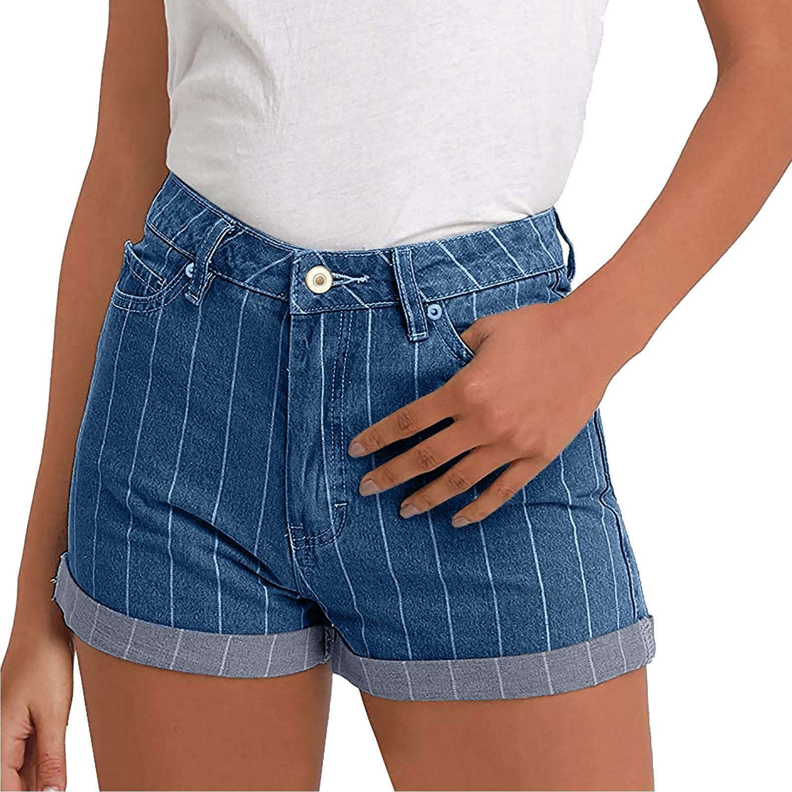 

Женские шорты в ковбойском стиле с ручным износом, модные шорты с дырками и отбортовкой M тёмно-синий