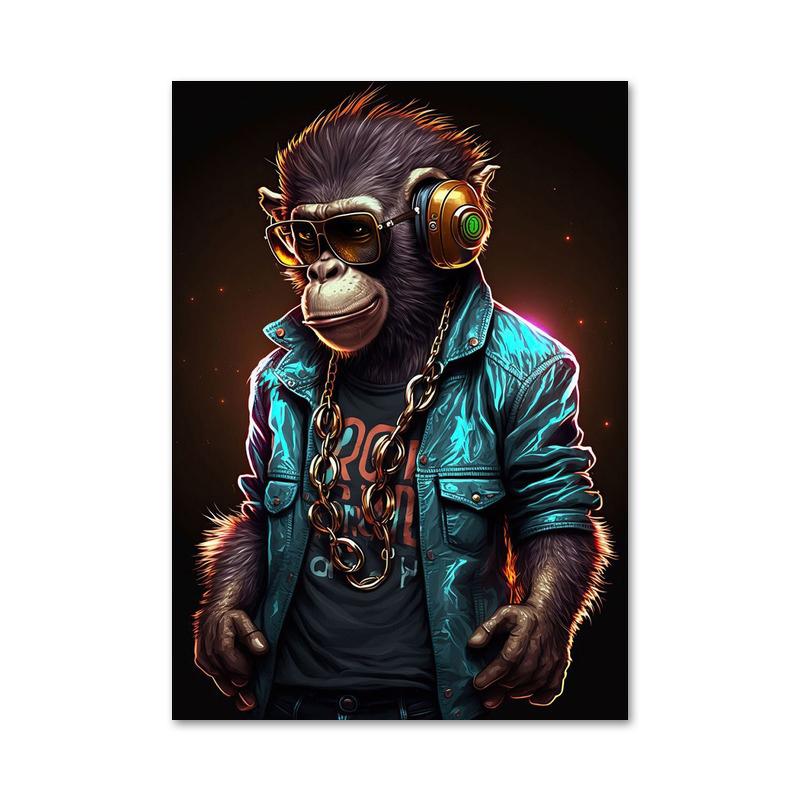 

Акварель крутая обезьяна наушники диджей музыкальный постер и печать холст картина животное настенные художественные картины для гостиной домашний декор 30x40cm No Framed