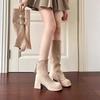 Fashion High Heels Block Heel Two-Wear Long-Tube Boots Women's 2025 New Autumn and Winter Detachable Platform Knight Boots