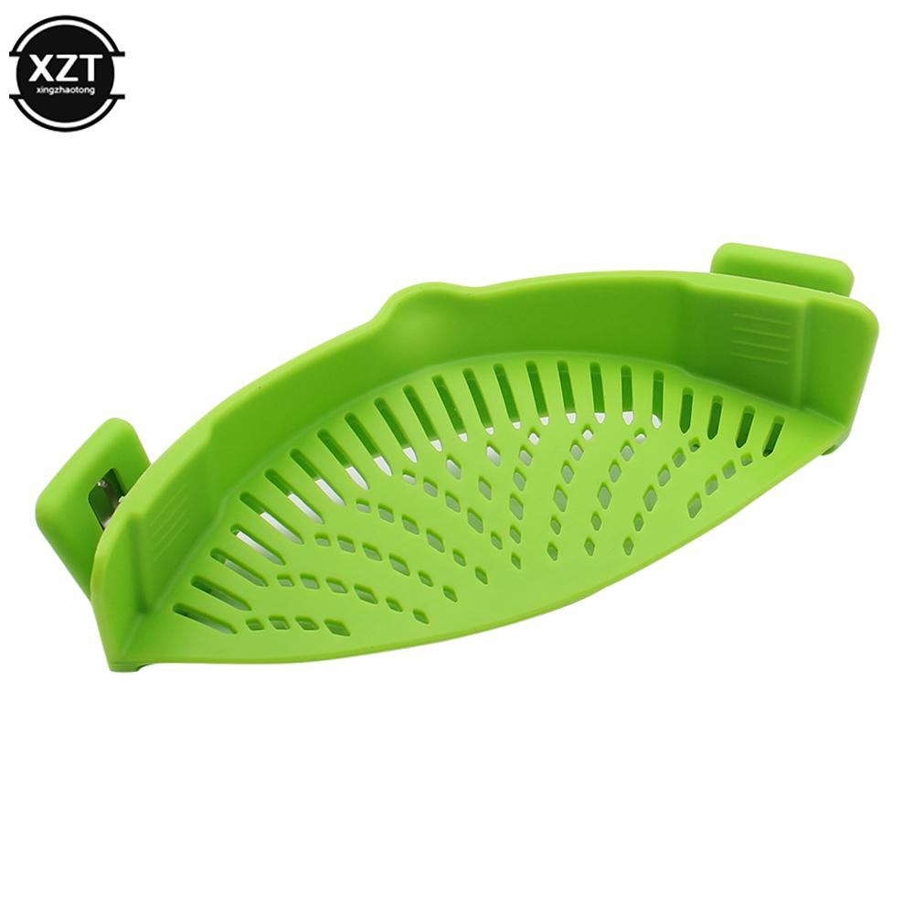 

1 шт., домашний кухонный силиконовый растягивающийся дренажный инструмент, фильтр для воды с краем кастрюли, складная воронка для супа, кухонный дренажный фильтр для жидкости зелёный