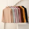 Women's Mock Neck Long Sleeve Top Slim Casual Thermal Fleece Shirt Ruffle Edge Nanometer Velvet Warm Winter Basic Layering Tee