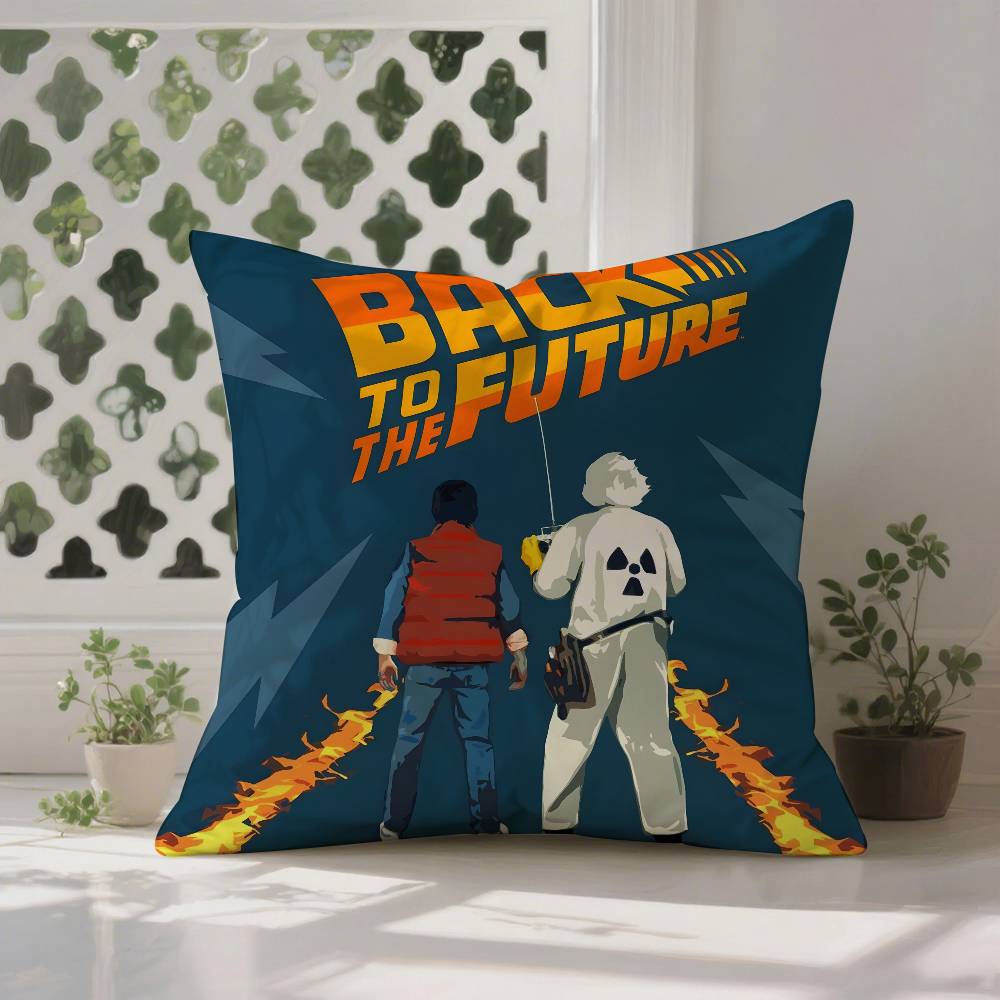 B-Back To The F-Future Pillow Case Anti-dustmite Pillowcase Invisible Zipper Silky Short Plush Sofa Cushion Cover