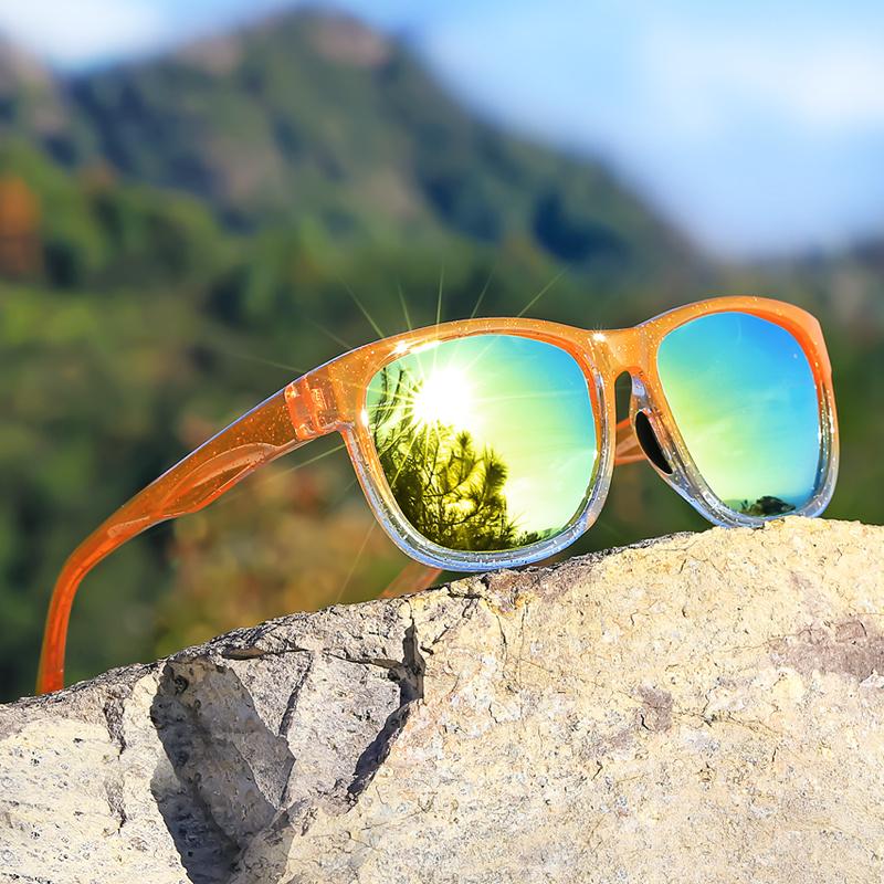 1 pár Unisex Polarizační Čtvercové Módní Sluneční Brýle - Lehký Fialový Třpytivý Rám, TAC Čočky pro Venkovní Sporty a Módu