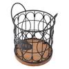 Coffee Pod Basket Decorative Round Wire Coffee Capsule Holder with Wooden Base for Cafe Kitchen Countertop