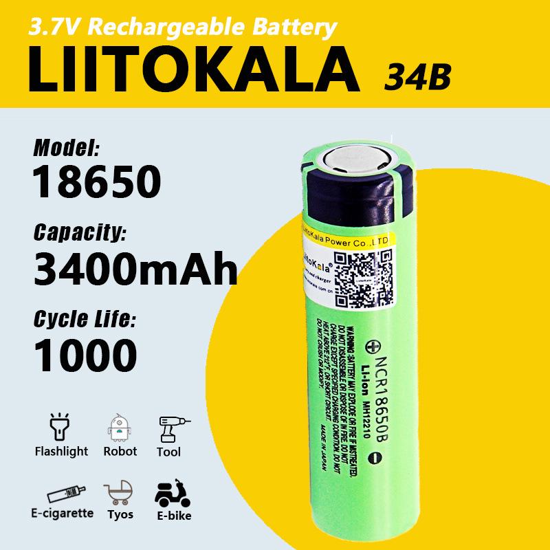 LiitoKala NCR18650B 3400mAh 3.7V Lithium Battery for High-Power Flashlights