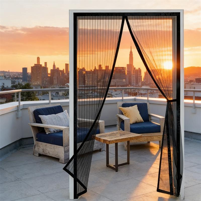 Magnetic Soft Mesh Door Curtain - No Magnetic Strip Threading, Summer Mosquito Proof, Dense Embroidered Screen