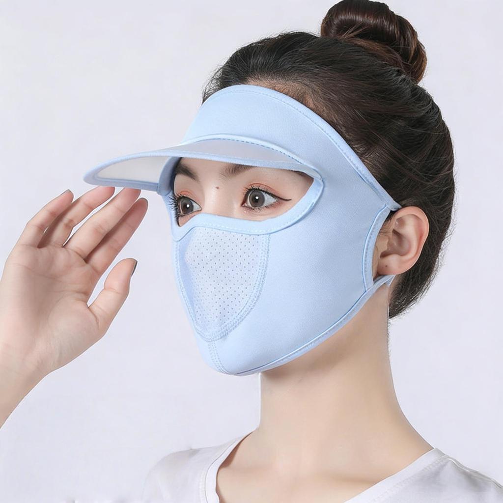 Women's Summer Anti-UV Cycling Mask & Goggles, Ice Silk Breathable Full Face Cover with Integrated Hood.