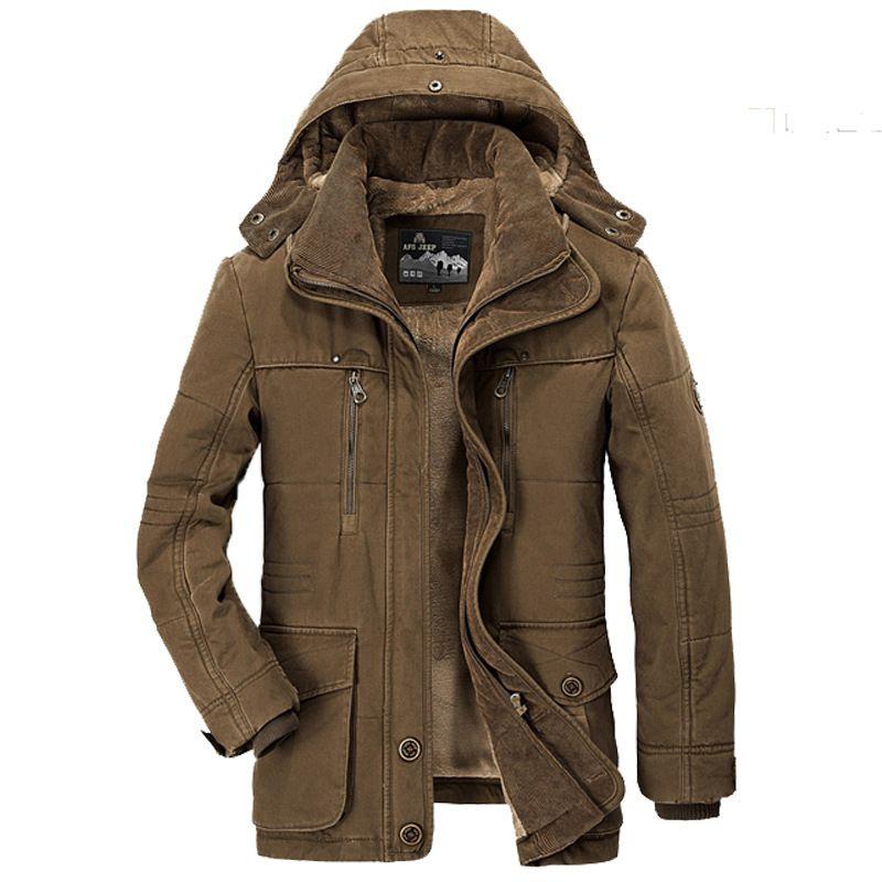 Herren Premium Qualität Warme Jacke Militärparka Pelzgefüttert Langer Mantel Mit Kapuze Wintermantel