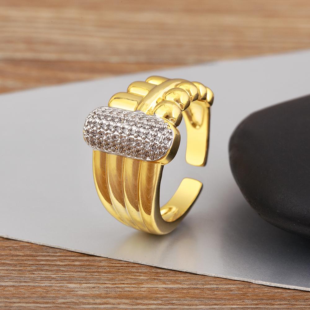 

Nidin New Luxury Design Sparkling Zircon Charm Open Rings Adjustable 4 Styles For Male Female Couples Finger Jewelry Accessories