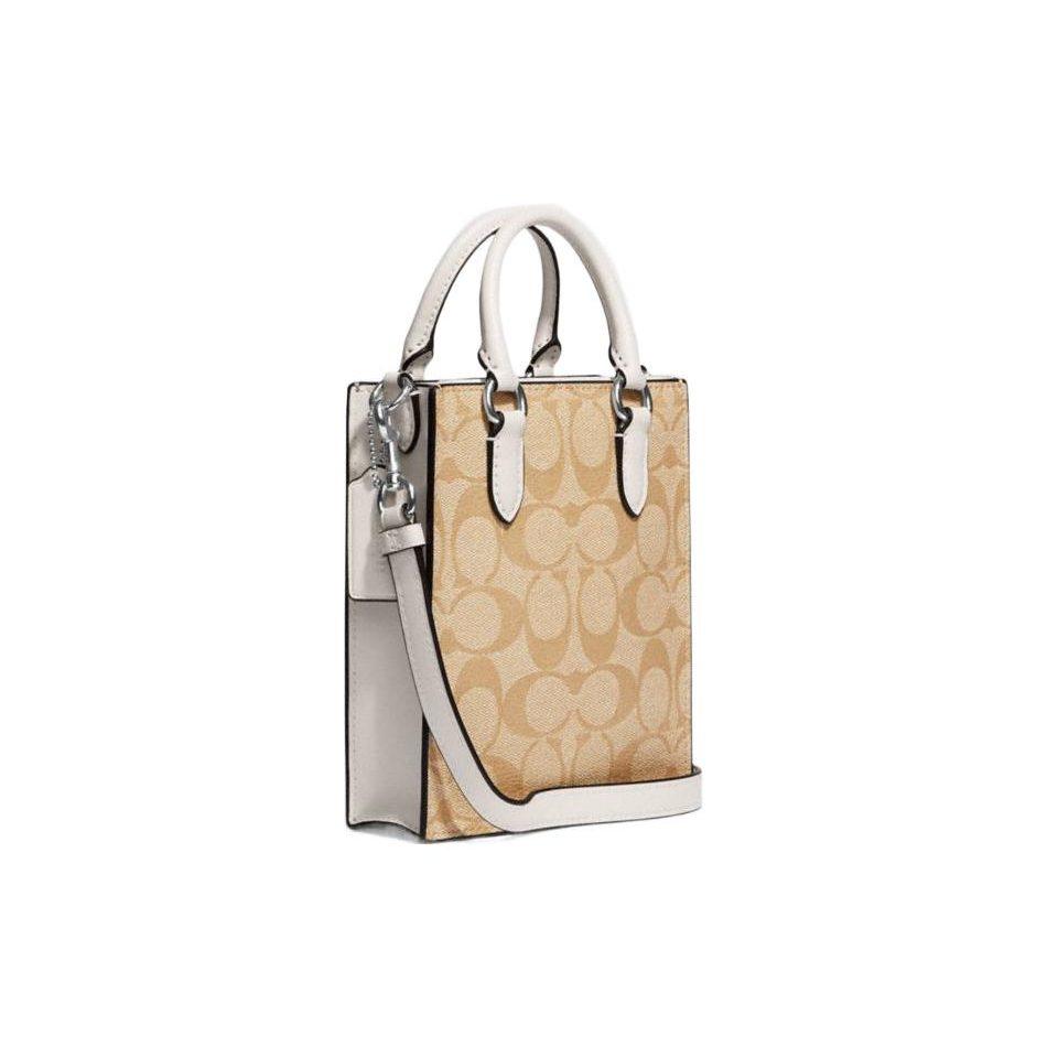 Coach N/S Coated Canvas With Leather Tote Bag, Shopping Bag, Crossbody Bag, Handbag Mini Women's Brown CJ494-SIGHA