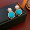 Retro Small Stone & Imitation Pearl Silver Stud Earrings - Fashionable, High-End, Simple Design for Women