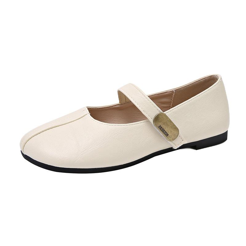 Retro Mary Jane shoes women's spring new flat-soled single shoes women's soft-soled round-headed grandma shoes