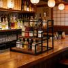 Functional Wooden Wine Rack With Metal Frame Suitable For Kitchen Counter Or Coffee Station
