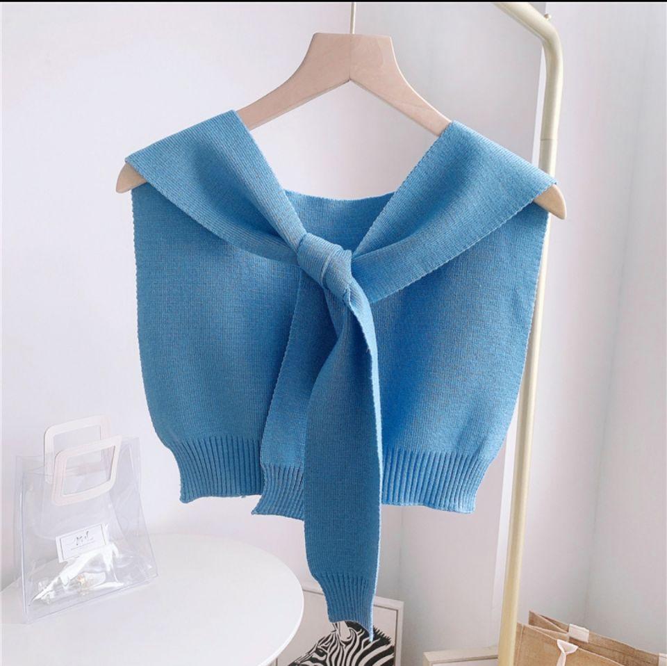 Shawl White Fake Collar Women Detachable Collars Warm Stripe Shoulder Wrap Knit False Collar Scarf Neckline Neckband Faux Col