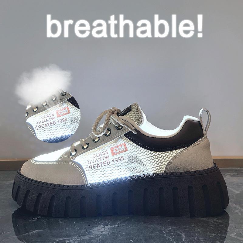 Nové letní bílé boty pro studentky, zvýšené, síťované, prodyšné, plátěné boty, ležérní boty