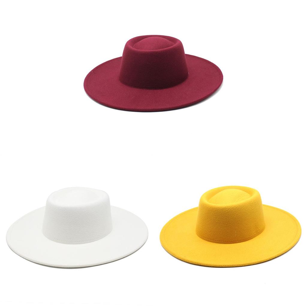 Woolen Fedora Hat Unisex With Large Brim And Satin Texture For Spring And Fall Wear