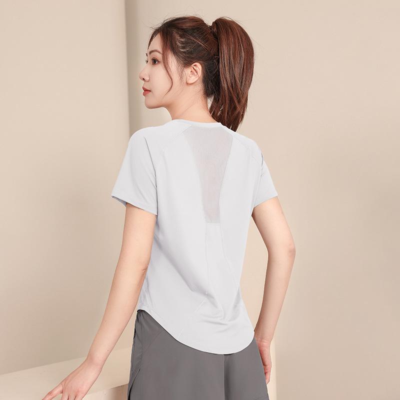 

Быстросохнущая спортивная футболка Дышащая одежда для йоги и бега Одежда для спортзала Удобная посадка Смесь полиэстера и спандекса 2XL белый