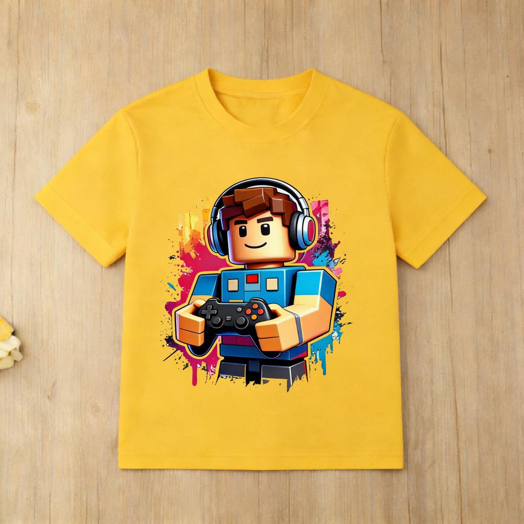 Roblox Themed Kids T Shirt Boys Girls Fashion Game Character Print Cotton Short Sleeve Tees for Everyday Play