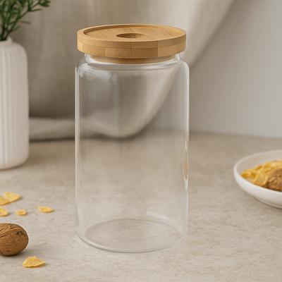 Glass Storage Jar With Bamboo Lid, 1500ml