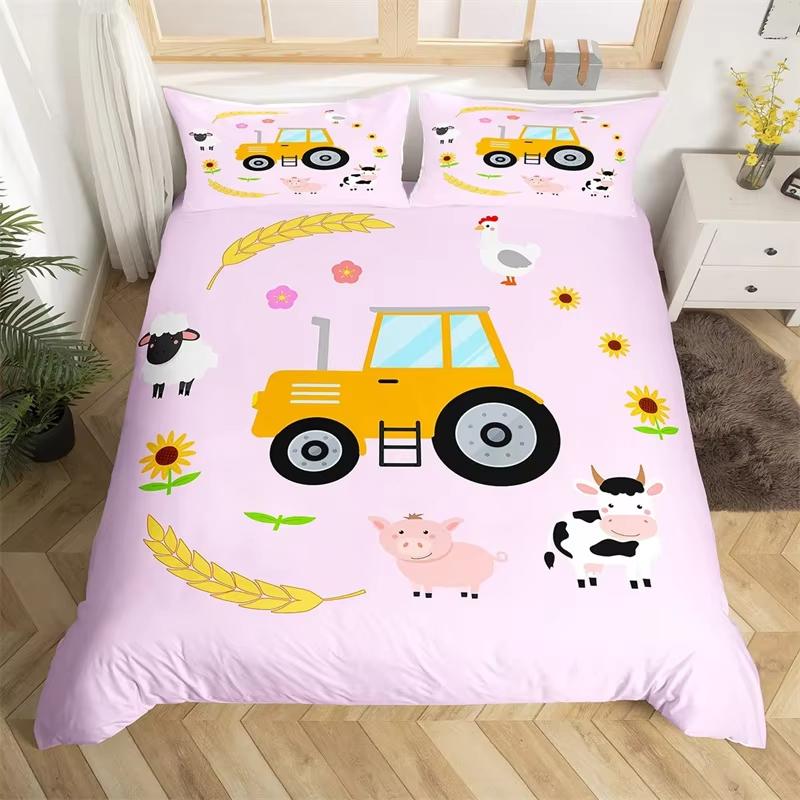 

Пододеяльник с изображением мультяшной машинки, детский комплект постельного белья с изображением экскаватора, микрофибра, строительная техника, пододеяльник, односпальный, для мальчиков и девочек EU Single(135x200cm)