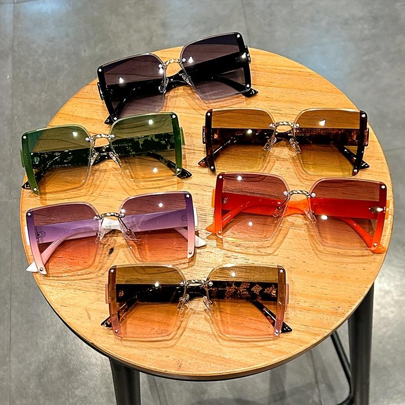 Oversized rimless for women men casual gradient fashion Anti glare shades for vacation beach party