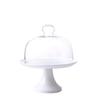 High-Footed Ceramic Cake Stand with Glass Dome