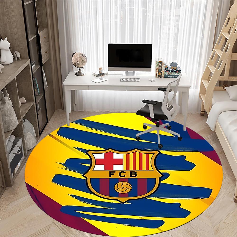 1pcBarcelona Football Office Round Area Rug, Indoor Mat Suitable For Office, Bedroom Living Room Home Decor, Room Deco,  Offic A0928159