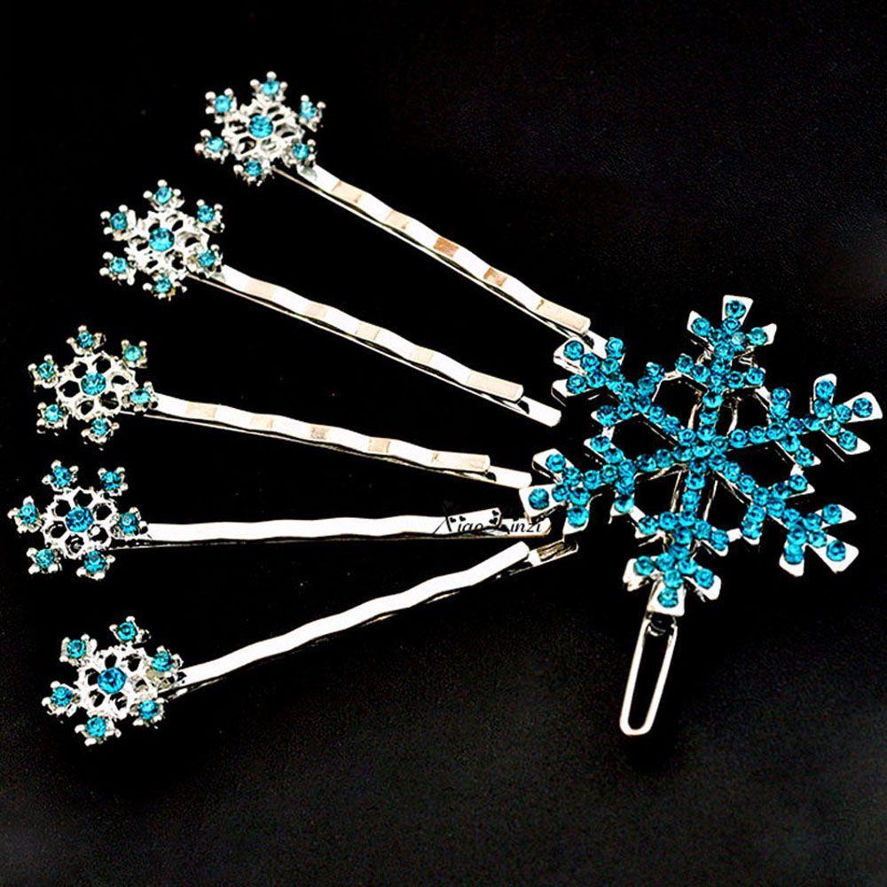 

Gift Princess Fashion Girls Hair Clip Jewelry Crystal Snowflake Hairpin білий