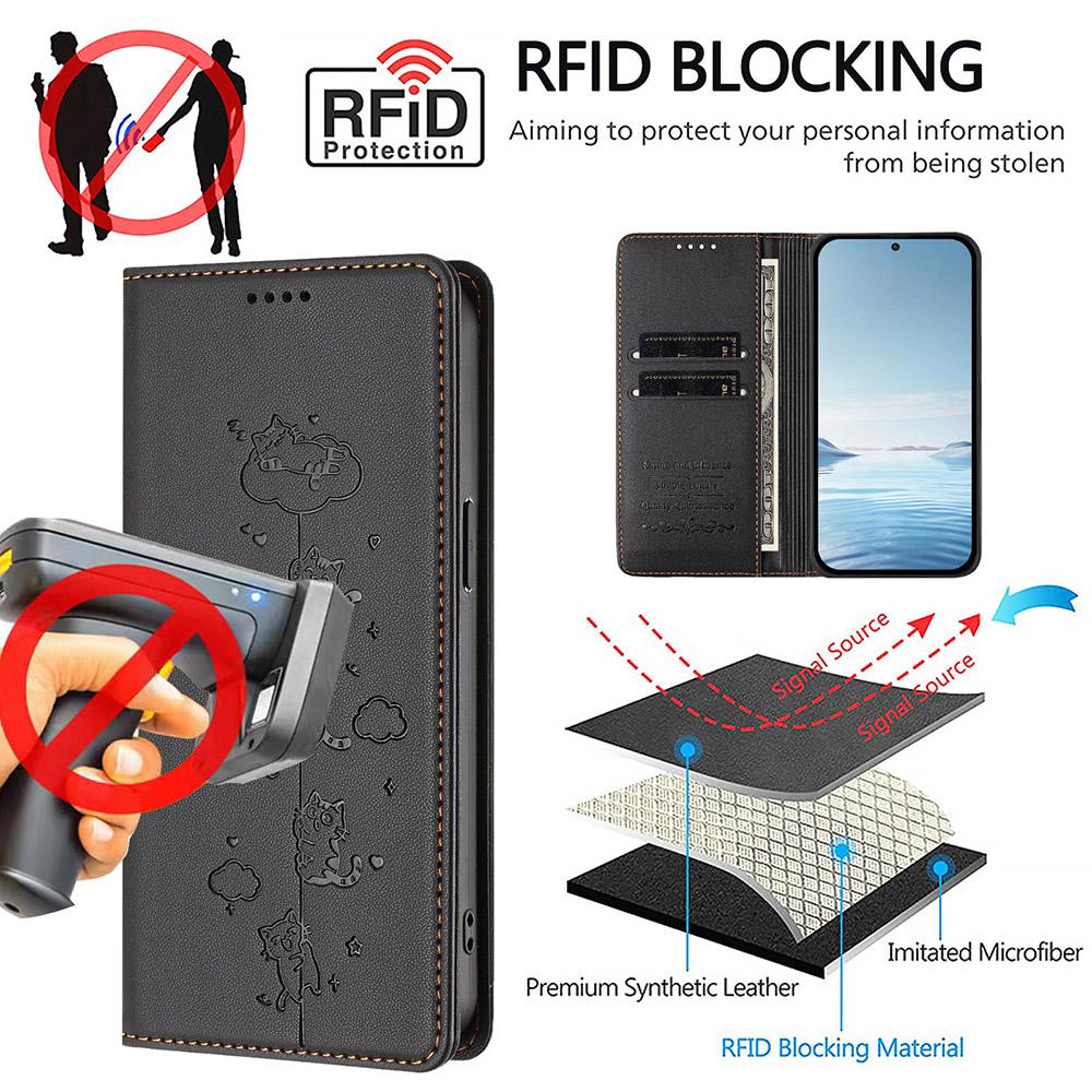 Cat Leather Flip Wallet Case For Xiaomi 13 Ultra 13T Poco F6 F5 X5 M6 C65 Redmi Note 13 Pro Plus 13C 13X Card Slot Phone Cover