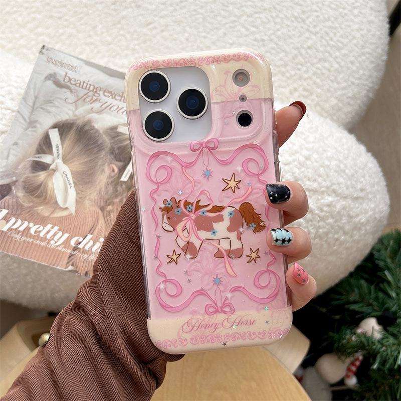 Girly Heart Pink Bow Star Pony Phone Case for iPhone 17/16 Pro Max/15/14 iPhone 16 Pro Max