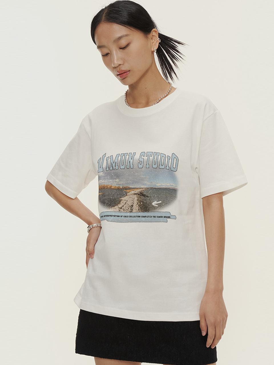 Bemon Season Graphic Oversized Short Sleeve T-Shirt_White