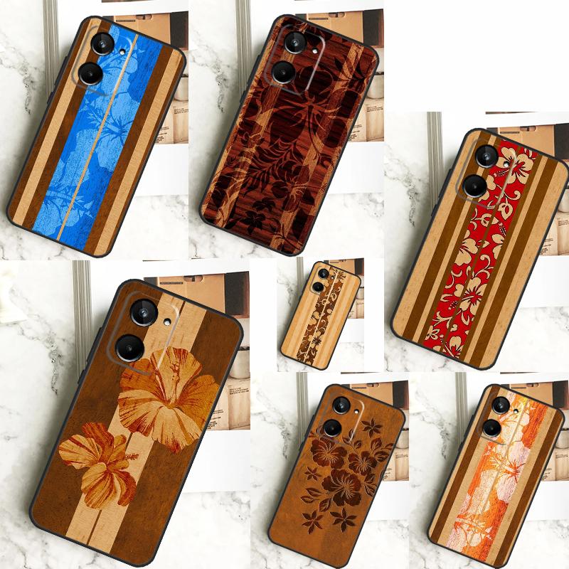 

Beach Hawaiian Faux Koa Wood For Realme 12 11 10 9 Pro Plus GT5 GT Neo 6 C55 C53 C51 C35 C33 C30 C25s C21Y C31 C67 Case