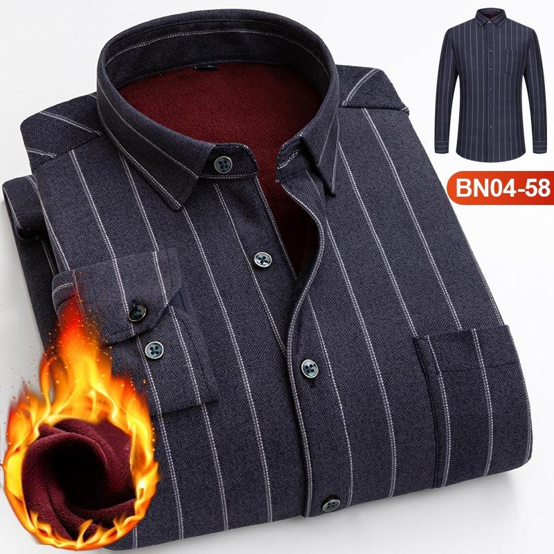 Winter Sherpa Lined Flannel Shirt Jackets for Men Long Sleeve Button Down Fleece Dress Shirts Men's Casual Warm Comfortable Thermal Shirt With Pockets