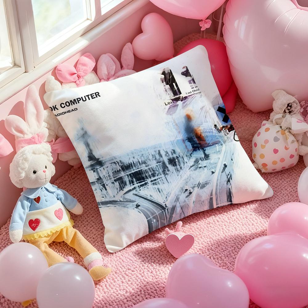 R-RadioheadS Band Cushion Cover Pattern Printed Pillowcase for Living Room Sofa Cushion Cover & Bedroom Decor 12x12Inch