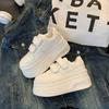 Soft Leather Thick-soled White Shoes for Women Increase Their Inner Height 2025 New Spring Women's Small People Show Their Height Casual Leather Singl