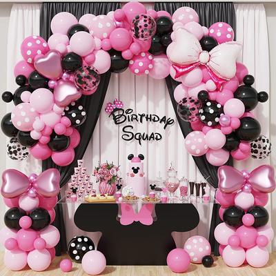 Cartoon Birthday Party Dekorace Balónky Arch Garland Kit Black and Pink Happy Birthday Balloons fólie Fólie Cartoon Theme Party Favor