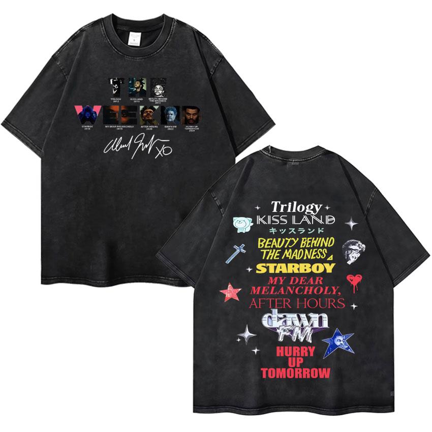 Camiseta Clásica Oversize Lavada Vintage XO de The Weeknd para Hombre y Mujer Camisetas de Manga Corta de Alta Calidad Camisetas Acogedoras para Adolescentes