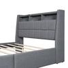 Upholstered Bed, 140 X 200cm, No Mattress, App-Controlled LED Light, Bed with Drawers Featuring Power Outlets and USB Ports, Built-In Storage
