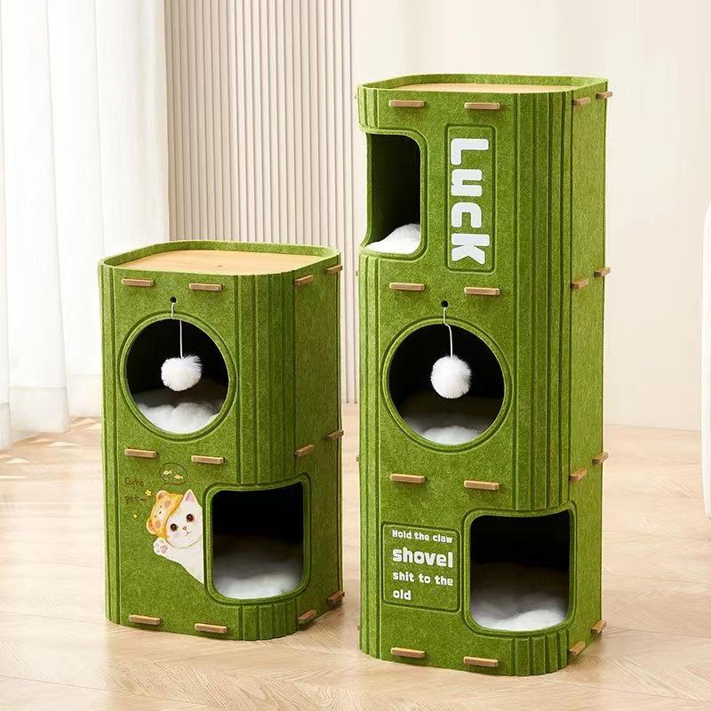 Multi-Layer Cat Climbing Tree with Scratch Board and Nest