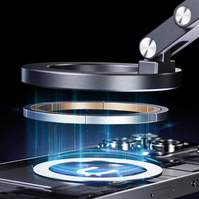 Foldable Car Phone Bracket Magnetic Stand 360 Degree Rotation Adjustable with Double Suction Technology for Easy Viewing