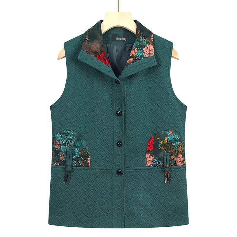 Mom's Cozy Autumn/Winter Sleeveless Vest - Plus Velvet & Thick Insulation for Middle-Aged and Elderly